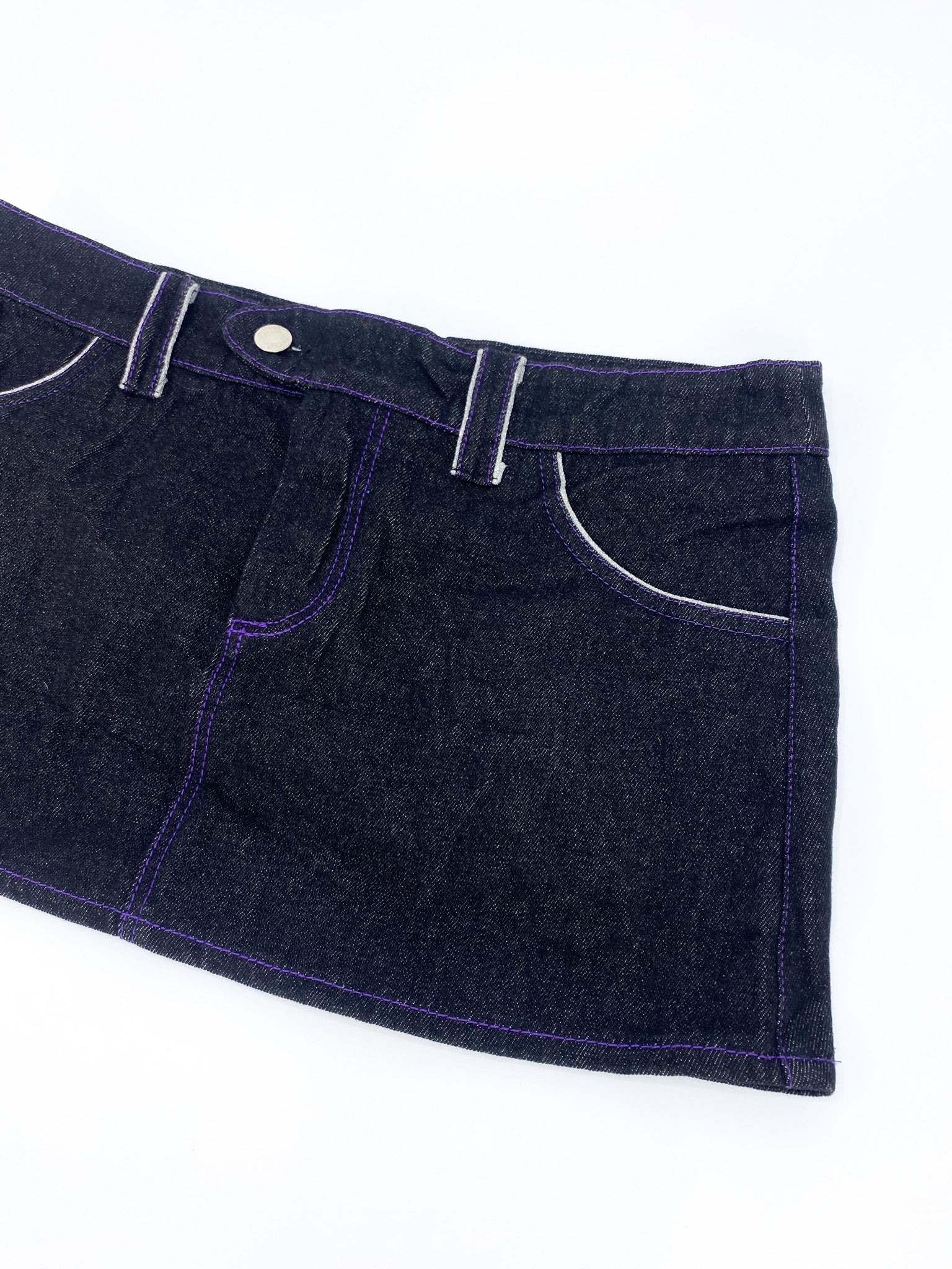 Vintage 00's Black/Purple Mini Skirt - M - Playground Vintage