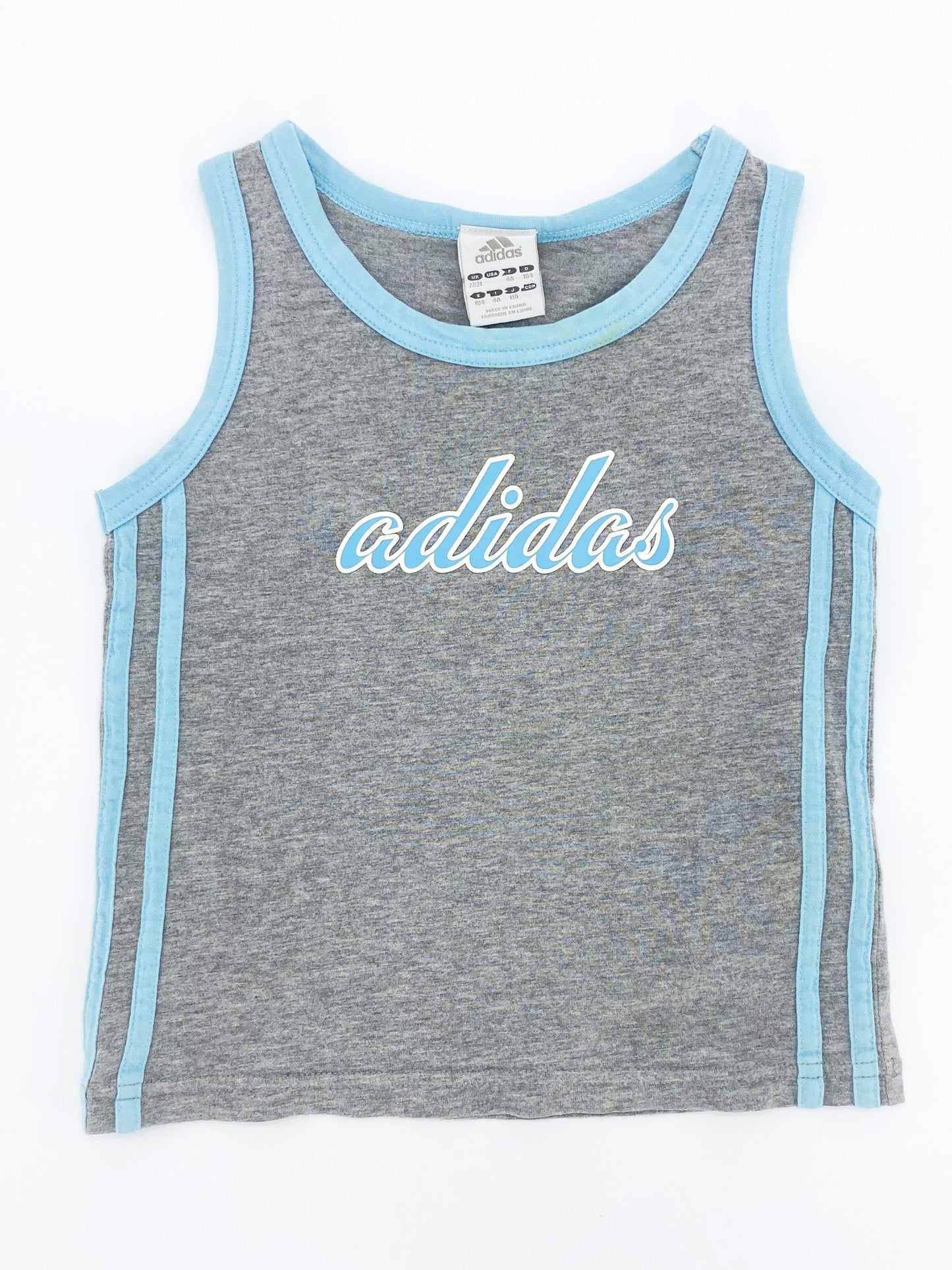 Vintage 00's Blue/Grey Adidas Micro Tank - XS - Playground Vintage