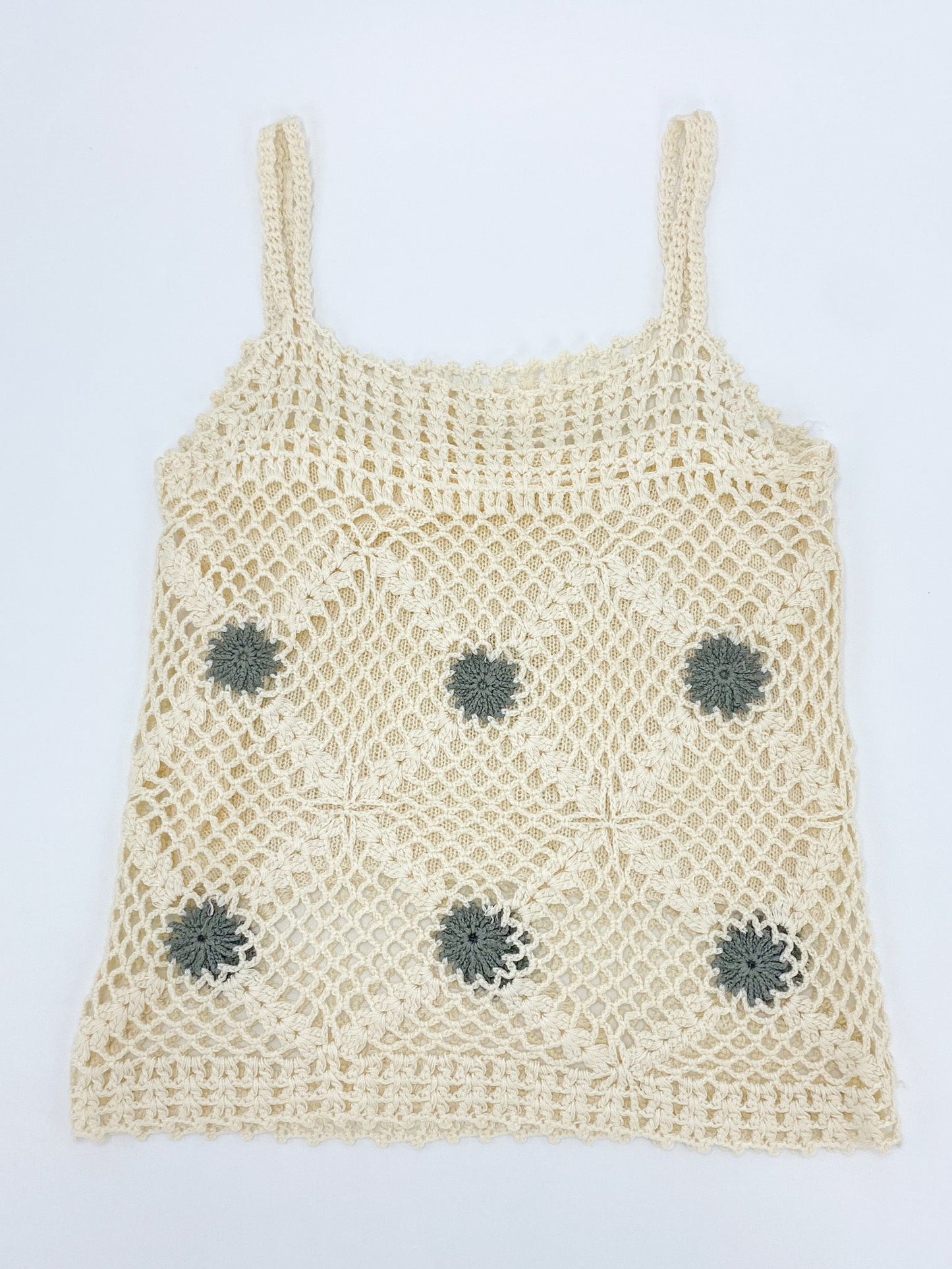 Vintage 00's Cream Crochet Singlet - S - Playground Vintage