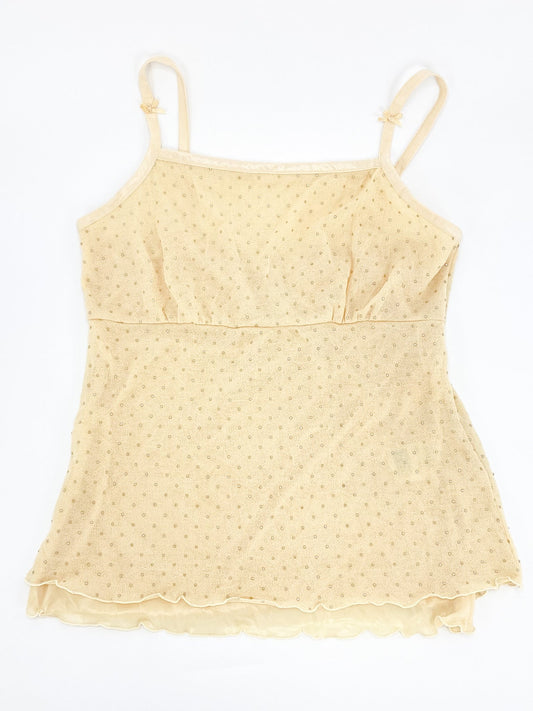 Vintage 00's Cream Singlet With Silver Dots - S - Playground Vintage