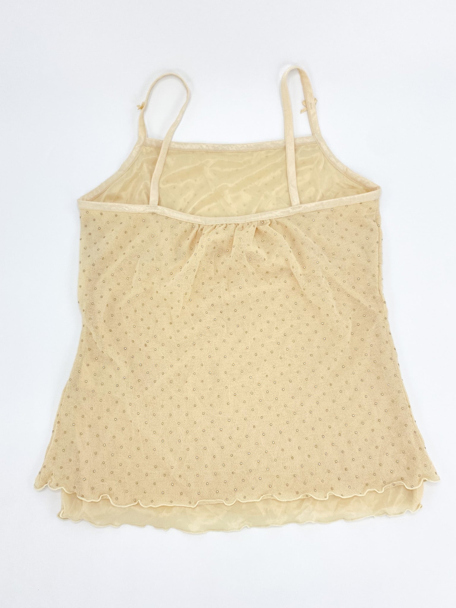 Vintage 00's Cream Singlet With Silver Dots - S - Playground Vintage