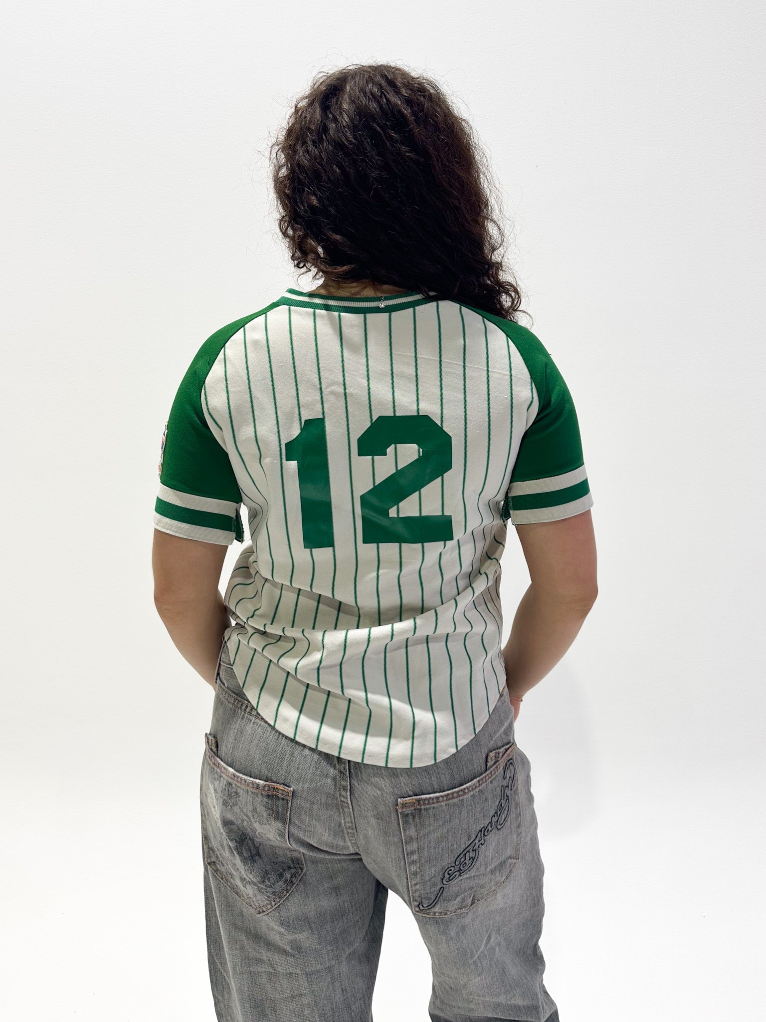 Vintage 00's Green Stripe Baseball Jersey - M - Playground Vintage