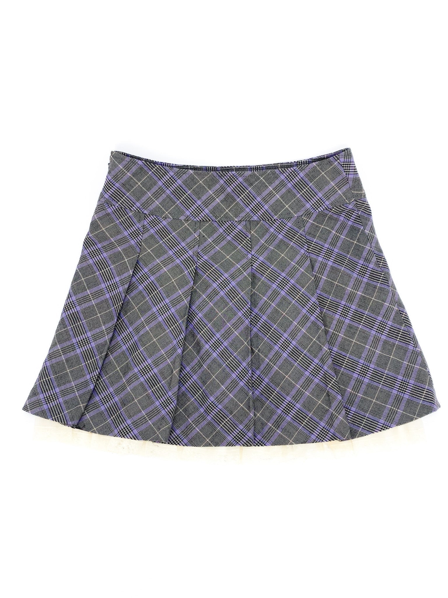 Vintage 00's Purple Tartan Mini Skirt - M - Playground Vintage