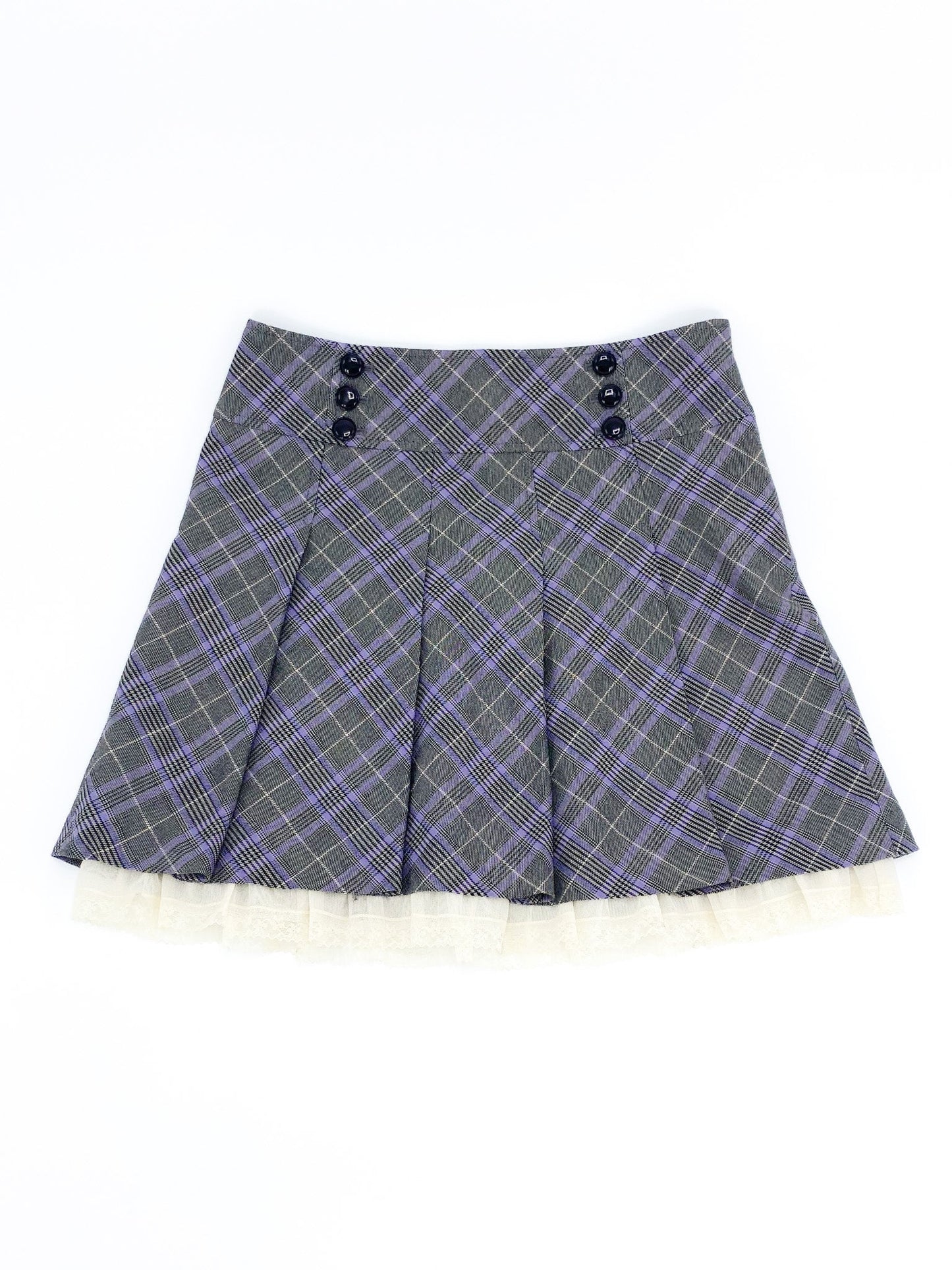 Vintage 00's Purple Tartan Mini Skirt - M - Playground Vintage