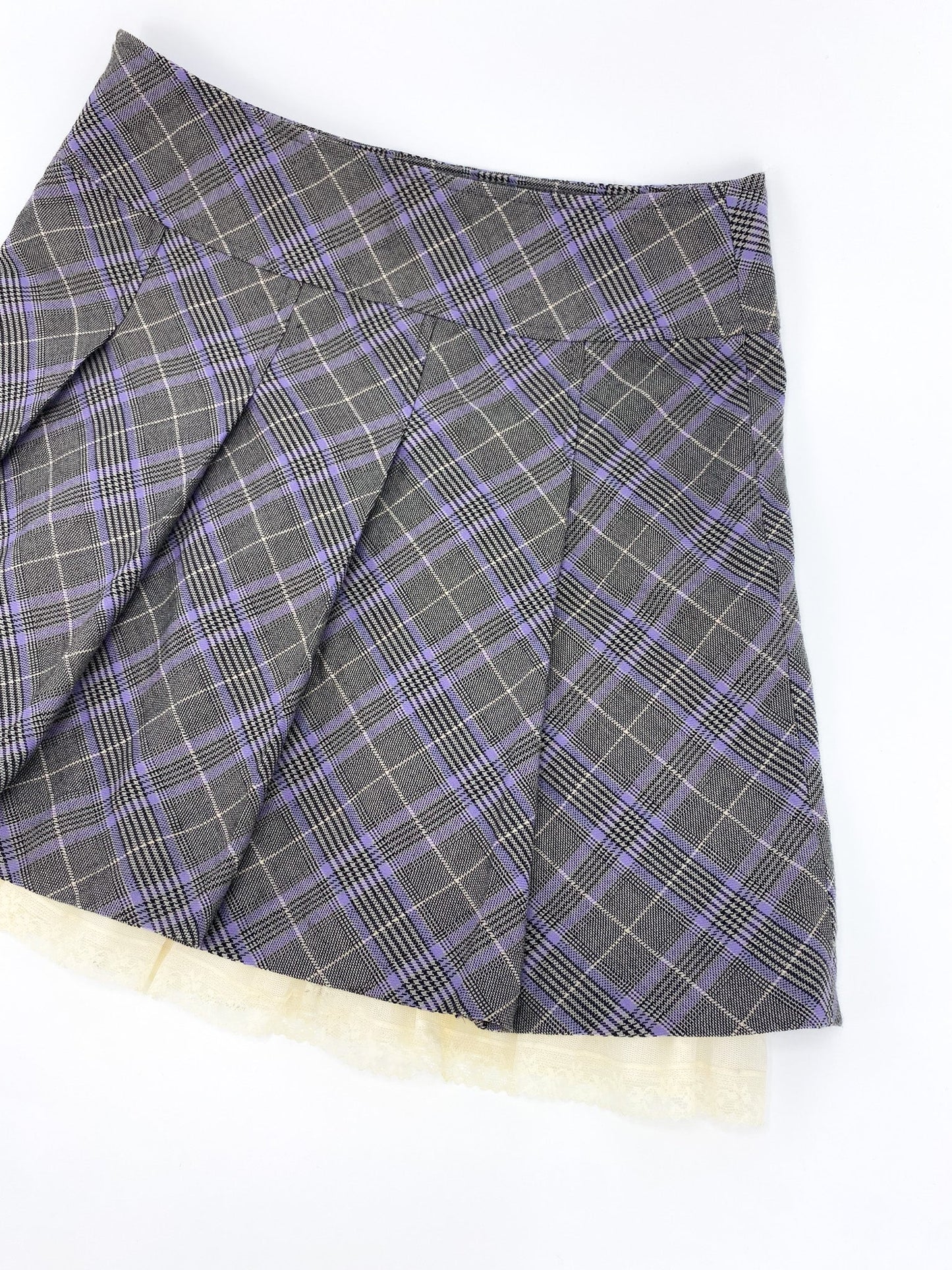 Vintage 00's Purple Tartan Mini Skirt - M - Playground Vintage