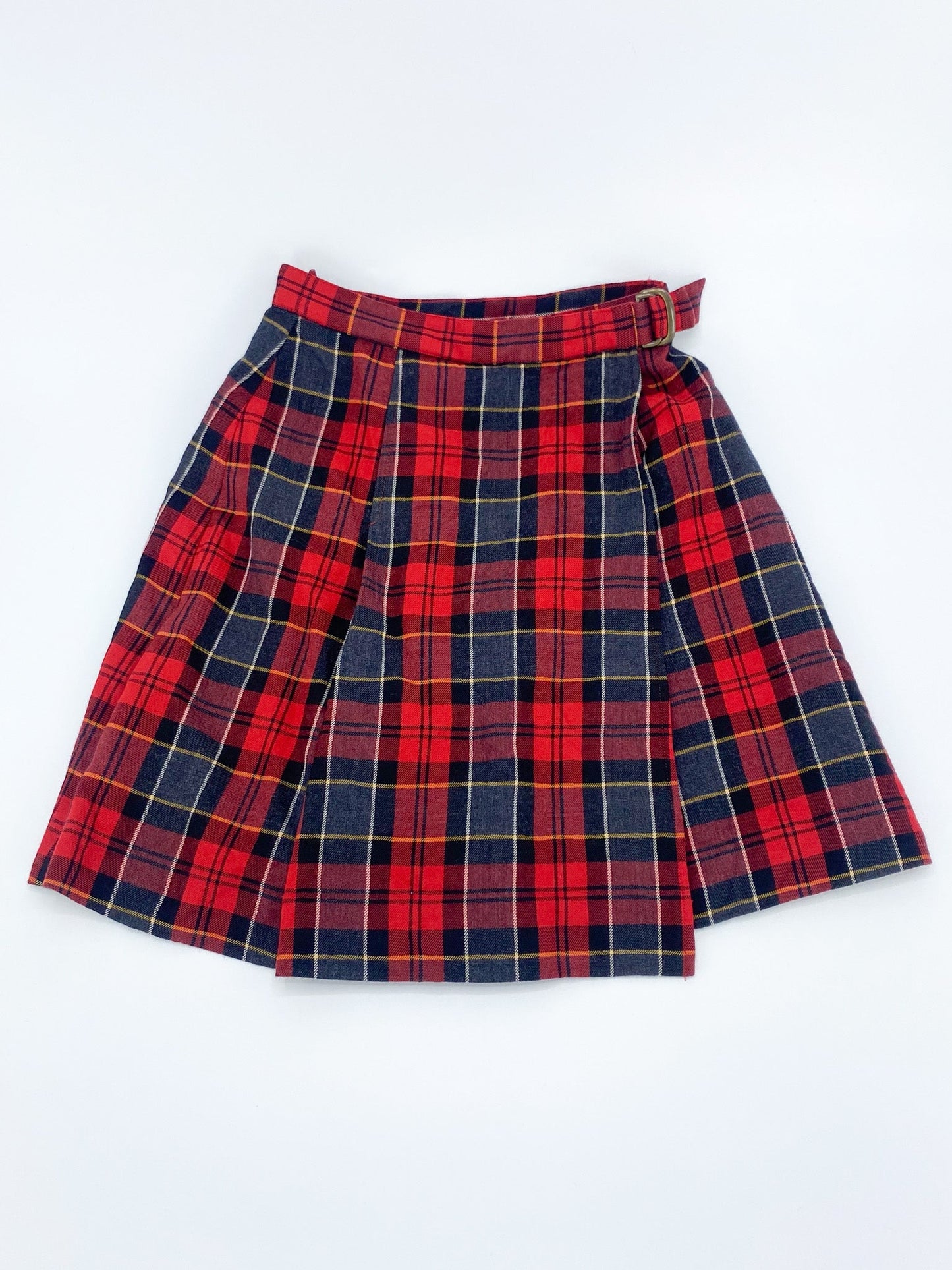 Vintage 00's Red Tartan High - Waisted Pleated Mini Skirt - S - Playground Vintage