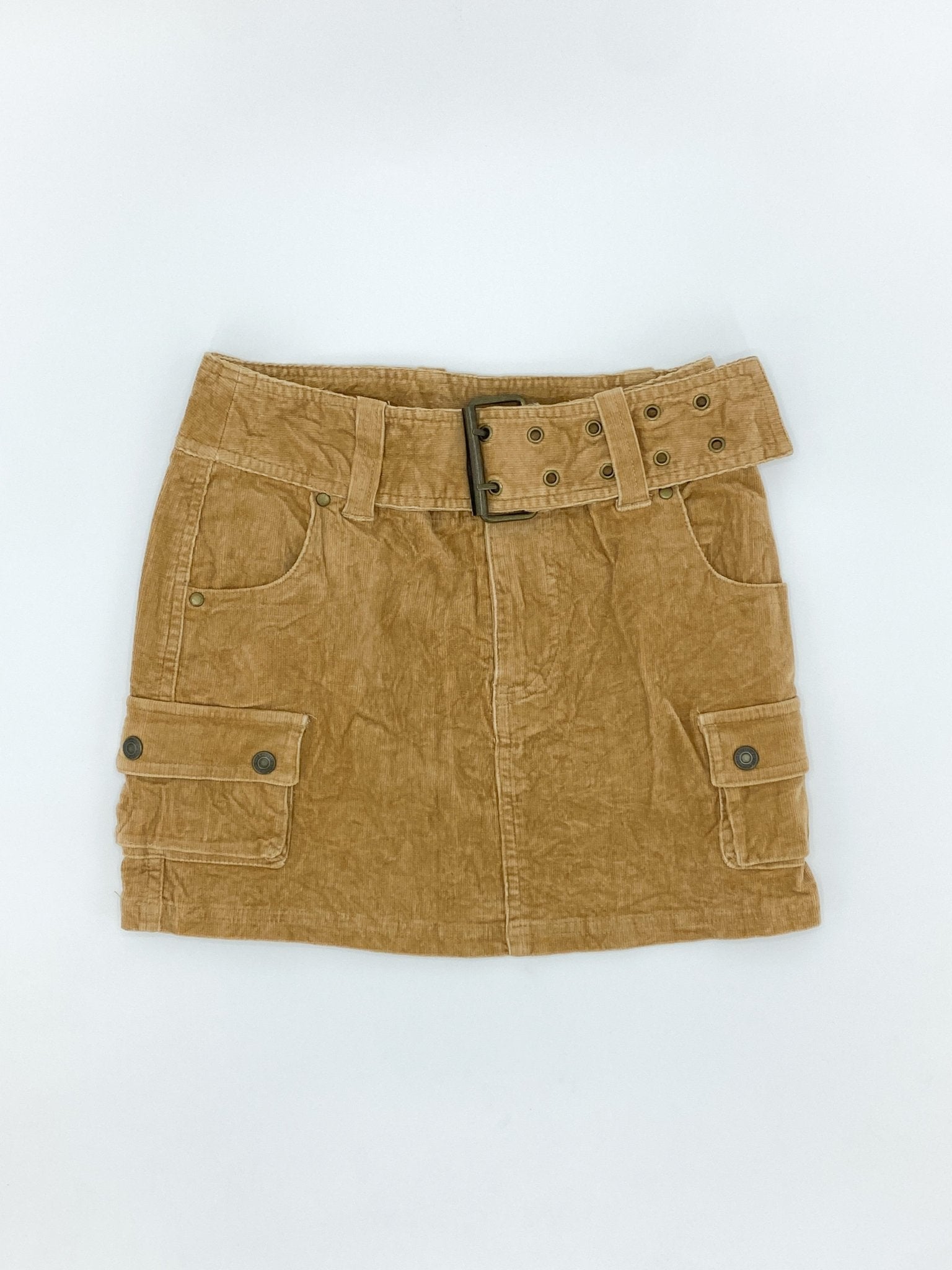 Vintage 2000's Cord Belted Mini Skirt - S - Playground Vintage